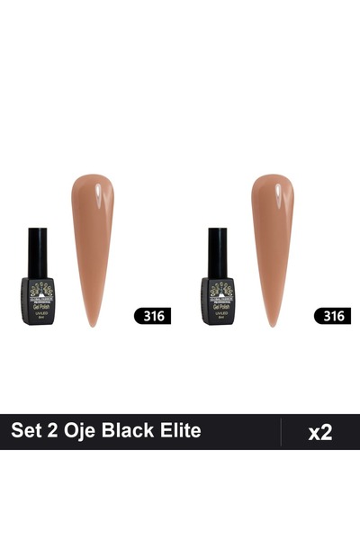 Makeup Set of 2 Semi-permanent Nail Polish Black Elite 8ml, Global Fashion, U...