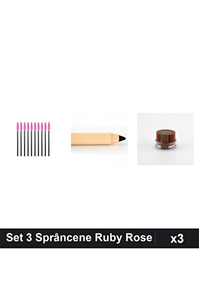 Makeup Set 3 Produse Sprâncene Ruby Rose - Creion Kajal, Gel, 10 Perii Profes...