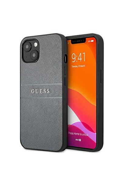 Guess GUHCP13SPSASBGR iPhone 13 mini 5.4" grey/grey Saffiano Strap