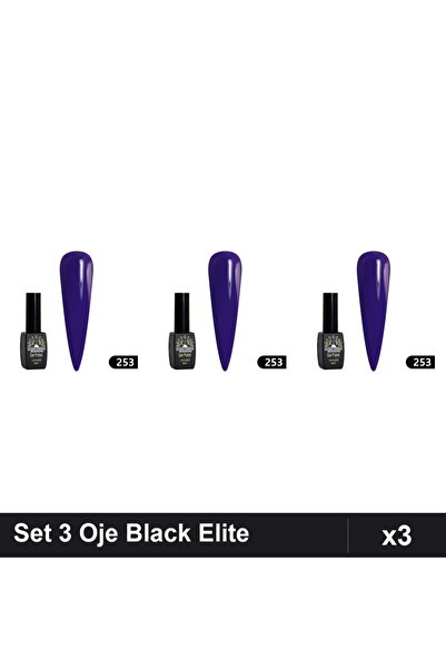 Makeup Set 3 Oje Semipermanente Black Elite 8ml, Global Fashion, Manichiură U...