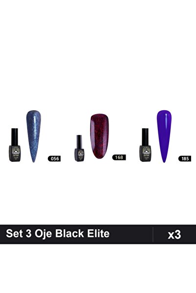 Makeup Set 3 Oje Semipermanente Black Elite 8ml, Nuante 056 168 185, Global F...
