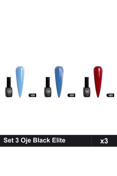 Makeup Set 3 Oje Semipermanente Black Elite 8ml, Nuante 100 109 188, Global F...