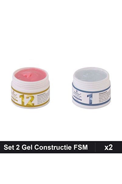 Makeup Set 2 Geluri Constructie UV LED FSM 15g, Nuante 12 și 01 Transparent, ...