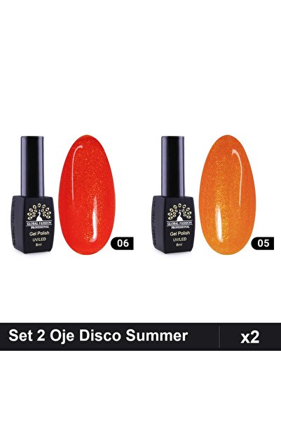 Makeup Set 2 Oje Semipermanente Disco Summer 8ml, Nuante 05 06, Manichiură UV...