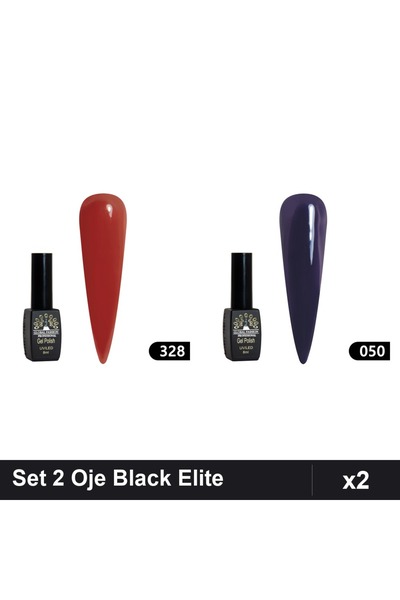 Makeup Set 2 Oje Semipermanente Black Elite 8ml, Nuante 328 050, Manichiură U...