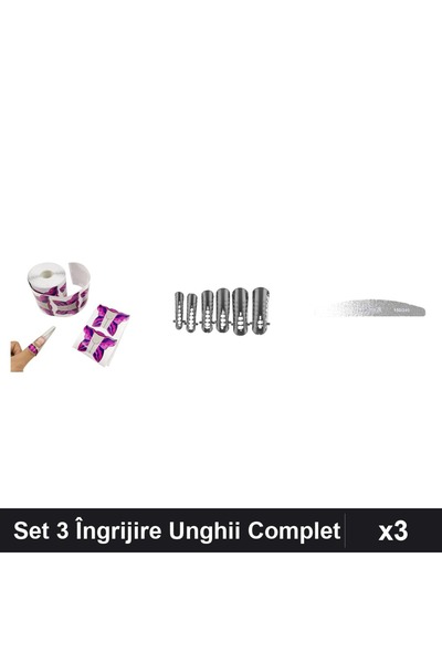 Makeup Set 3 Îngrijire Unghii, Sablon Fluture 10buc, Tipsuri Reutilizabile 12...