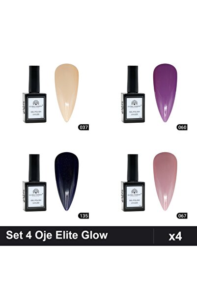 Makeup Set 4 Oje Semipermanente Global Fashion Elite Glow 15ml, Nuante 037 06...