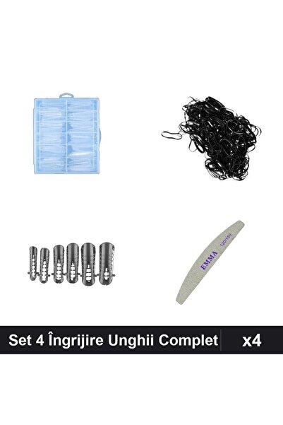 Makeup Set 4 Îngrijire Unghii - 240 Tipsuri Reutilizabile, Pilă EMMA 150/240,...