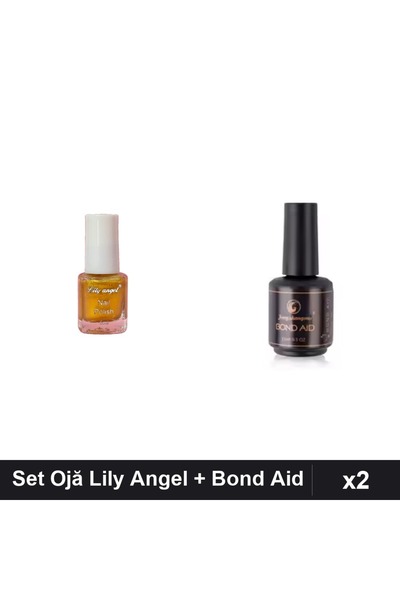 Makeup Set 2 Ojă Semipermanentă Lily Angel Aurie 5ml + Bond Aid FSM 15ml, Man...