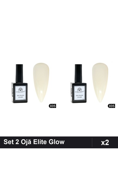 Makeup Set 2 Ojă Semipermanentă Global Fashion Elite Glow 15ml, Nuanță 035, G...