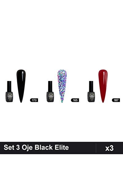 Makeup Set 3 Oje Semipermanente Black Elite 8ml, Nuante 173 165 187, Global F...