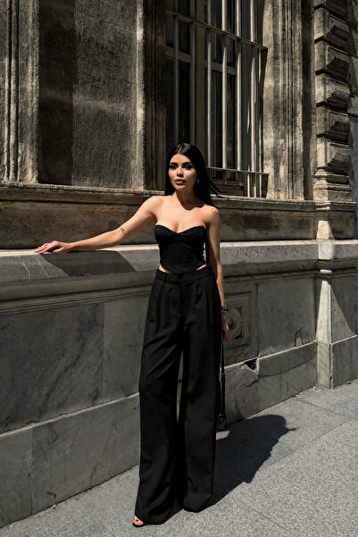 SUN STYLE Pantaloni PALAZZO cu talie înaltă