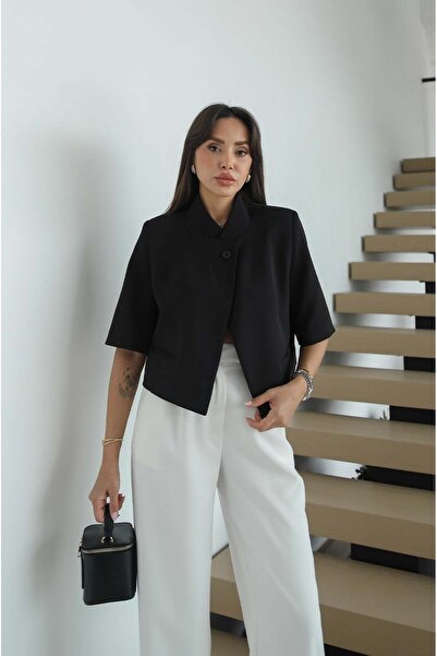 Havoş Black Sanford Crop Blazer Jacket