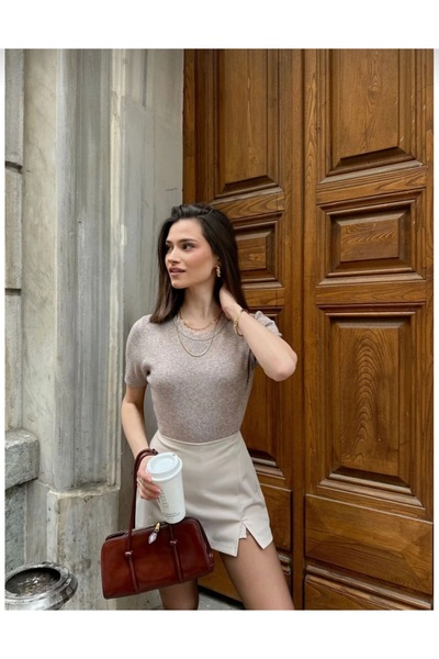 STYLE STOP Crew Neck Short Sleeve Basic Knitwear
