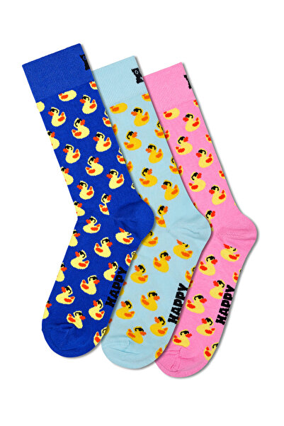 Derimod Happy Socks Мъжки многоцветни памучни чорапи с шарка на патици, компл...
