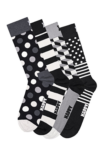 Derimod Happy Socks Γυναικείες Μαύρες Κλασικές Βαμβακερές Κάλτσες Σετ 4 τεμαχ...