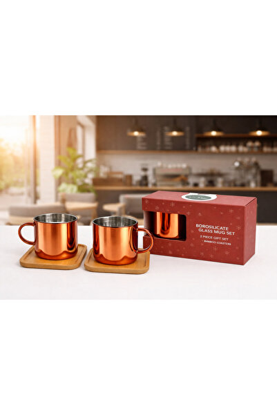 Aşkana Mirrored Borosilicate Glass Turkish Coffee Cup Set, Red, 2X125Ml – wit...