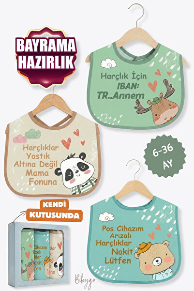Bibygo Bayram Kombini 3'Lü Set Microfiber Mama Önlüğü Sıvı Geçirmez 6-36 Ay (...