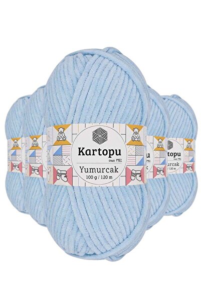 atastore2017 5 Pieces Yumurcak Velvet Hand Knitting Yarn Baby Blue K523