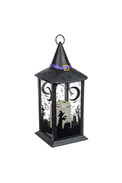 Zumzeria Felinar decorativ de Halloween negru, vrăjitoare cu pălărie, LED, 14...