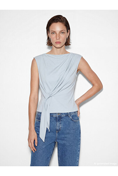 LC Waikiki Slash Neck Ruched Blouse