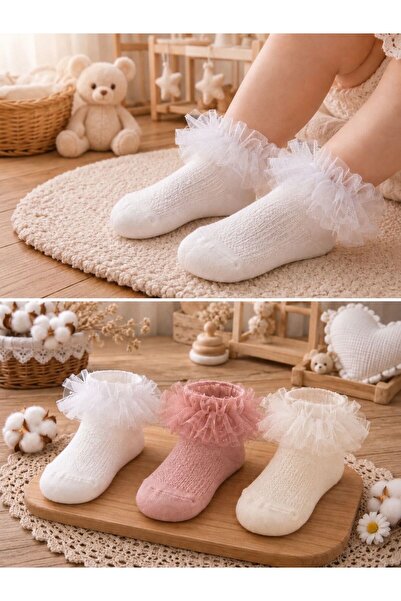 Pico Baby Organik Pamuk Premium 3'lü Bebek Tüllü Çorap / Parfümlü / Yıkamalı ...