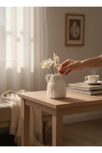 LALEZEN HOME Single Pearl Testi Decor Vase