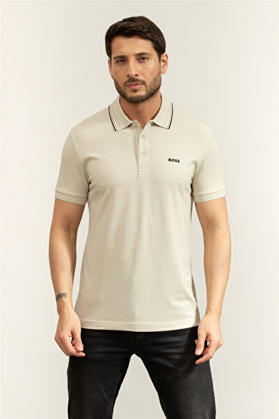 BOSS Pl Goc Birdie Paule Erkek Polo Yaka T-Shirt Bej