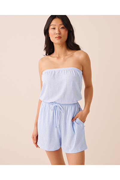 La Vie en Rose Gingham Print Sleeveless Romper