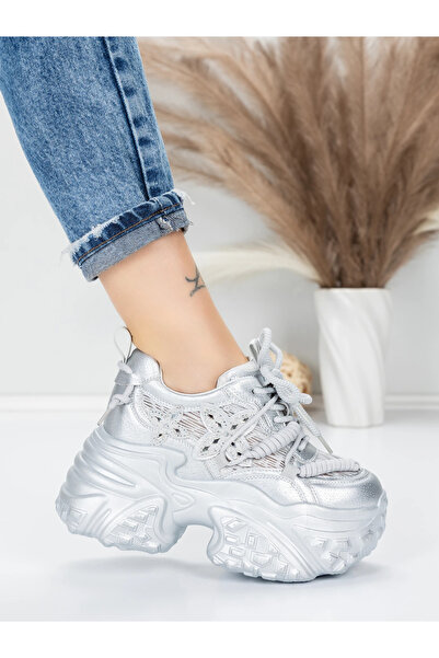 mei Women's Platform Sneakers 6166-88 Silver