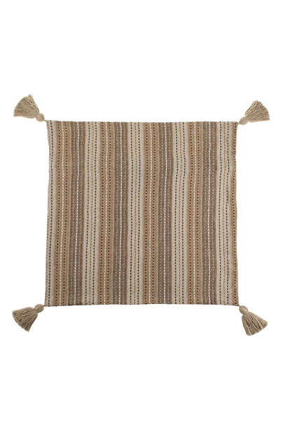 Zumzeria Față de pernă decorativă din bumbac maro cu dungi și ciucuri 43x42cm