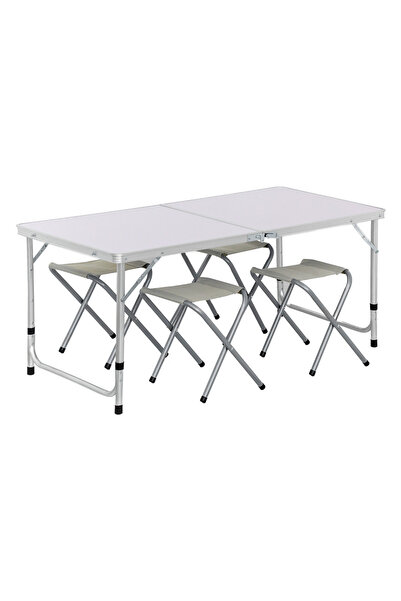 Zumzeria Set masă pliabilă din aluminiu cu 4 scaune 120x60x70cm