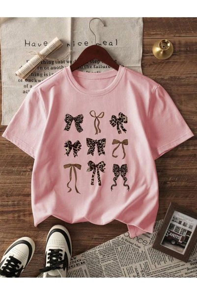 trendgar Children's Heart and Bow Printed 3-Pack T-Shirt
