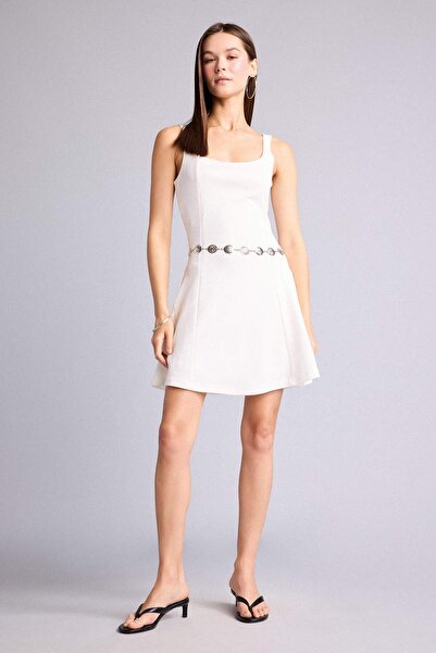 DeFacto A-Line Crew Neck Crepe Sleeveless Mini Dress I0765Ax26Sm
