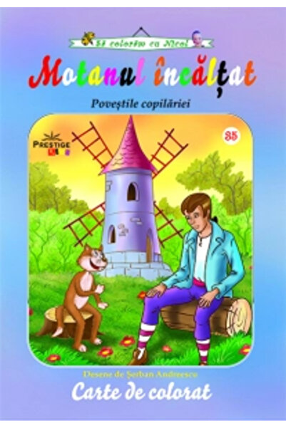 Editura Prestige Carte de colorat Motanul Încălțat A4, 16 pagini, Ediție roma...