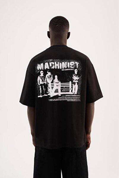 Machinist Erkek New Generation Baskılı Oversize Tişört Siyah