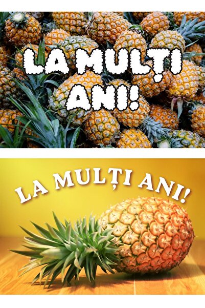 OEM Set 2 Felicitări La Mulți Ani, Design Ananas Tropical, Carton Premium 250...