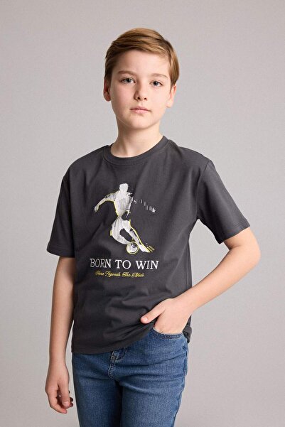 DeFacto Tricou cu mânecă scurtă, imprimat, cu gât crew, croială normală, pent...