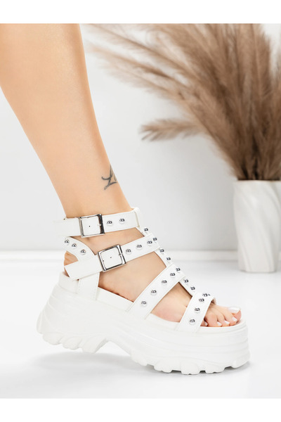 mei Sandale Dama cu Platforma 56WL31 Alb