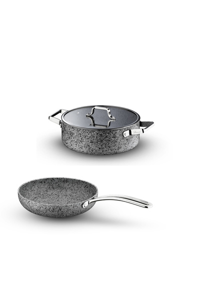 Brioni Stone-Age 3 Piece 28cm Flat Pan - 28cm Non-Scratch Fireproof Non-Stick...