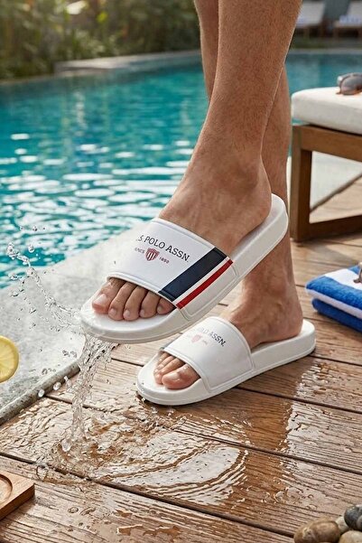 U.S. Polo Assn. White Men's Slippers - New Season Casual and Beach Slippers Uspa