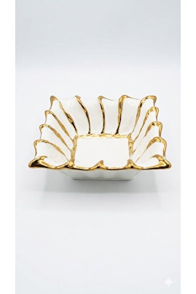 Sembol 20 cm Square Bowl White-Gold