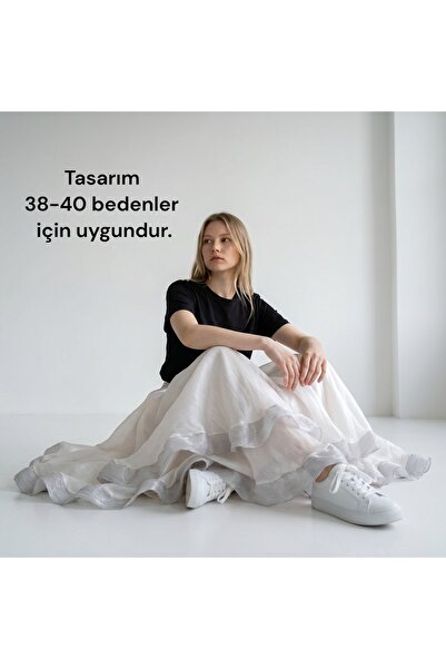 SADECE SEN DE Tasarım kloş etek/beli lastikli/organze kumaş/volanlı/veren kesim