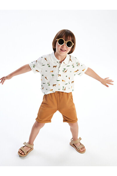 LC Waikiki Set de 2 piese: Tricou și pantaloni scurți imprimate pentru băieți