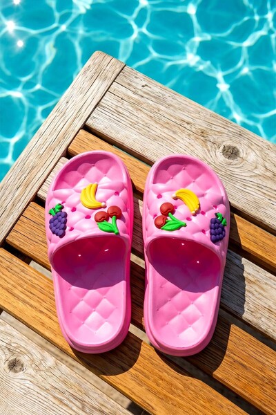 REMSA Children's Top Sticker Detail Sandals Slippers 300-10 Fuchsia