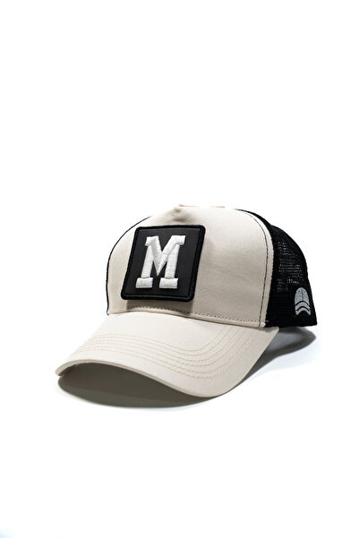 all hats Pălărie cu detaliu patch cu litere, din plasă, bej și neagră |   Păl...