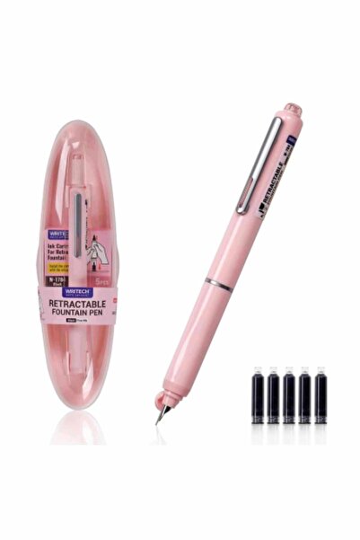 Writech Stilou retractabil culoare roz cu cutie cadou si 5 patroane cerneala ...