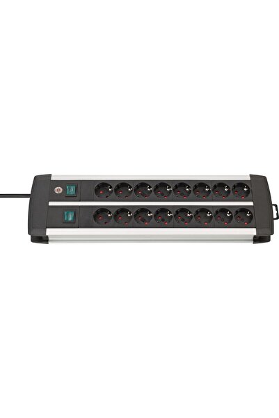 Generic Brand Bandă de priză Premium-Alu-Line 16 posturi Duo (negru/argintiu,...