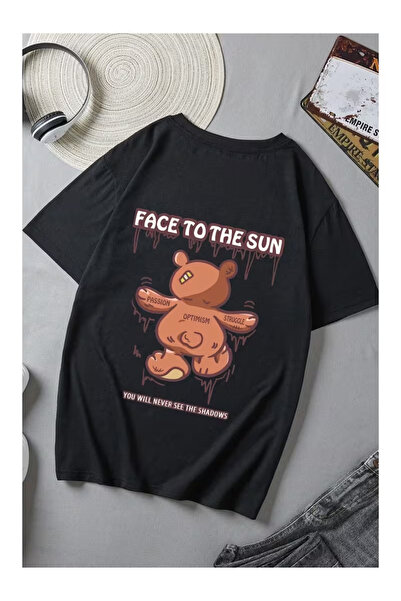 Massgai Μπλουζάκι Unisex Face To The Sun Bear με στάμπα, Oversize, 100% βαμβάκι