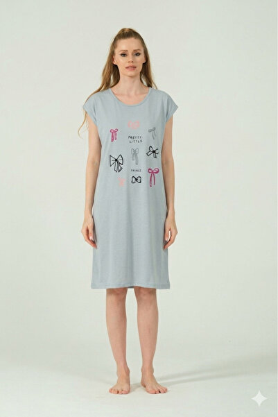 ZBTEKS Patterned Combed Cotton Casual Dress Regular Cut - Home, Beach, Nightgown